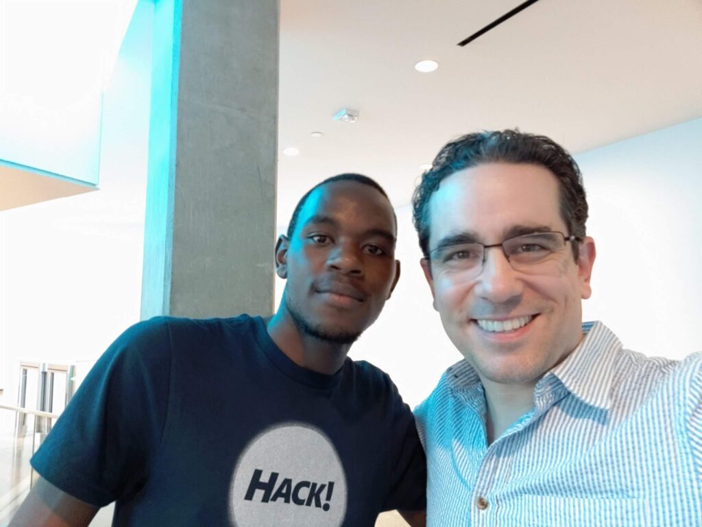 Josh with Pablo Veramendi, the Director of Microsoft's global Student Developer programs, the Imagine Cup, and Microsoft Learn Student Ambassadors.